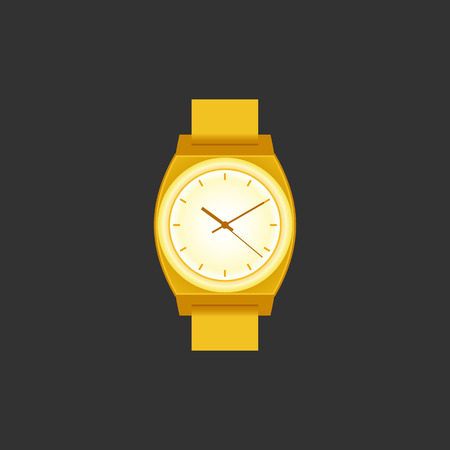 Wrist Watch unisex golden color on black field. Stylish accessory.のイラスト素材