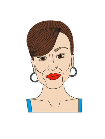 Sexy face of woman. Mother, adult, milf Illustration on whiteのイラスト素材