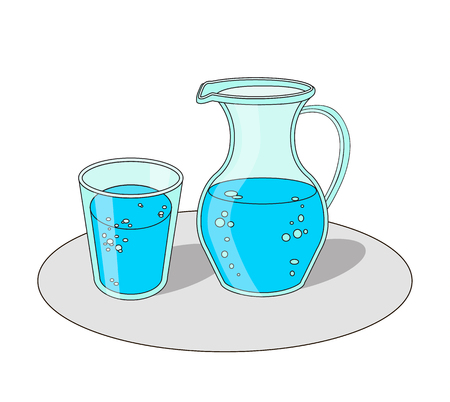 A vector cartoon illustration of Glass and carafe with water.のイラスト素材