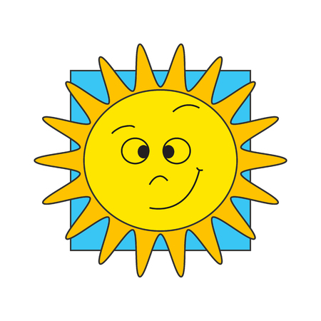 Funny cartoon sun over blue background.のイラスト素材