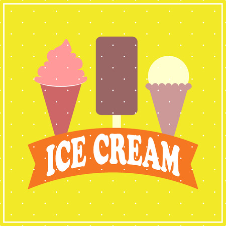 Ice cream cartoon flat styleの写真素材