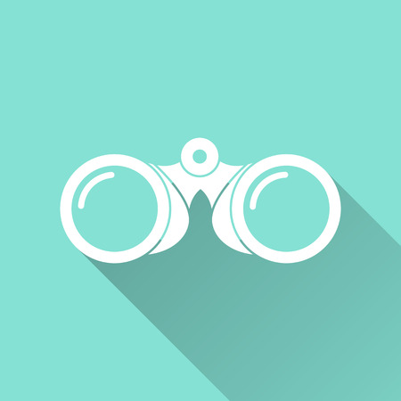 Binocular icon on a green background. Vector illustration, flat design.のイラスト素材