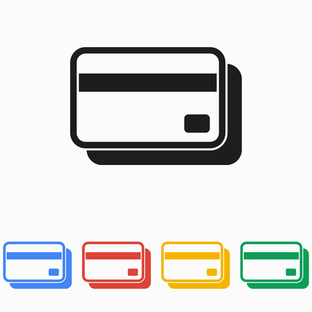 Credit card icon on a white background. Vector illustration, flat design.のイラスト素材