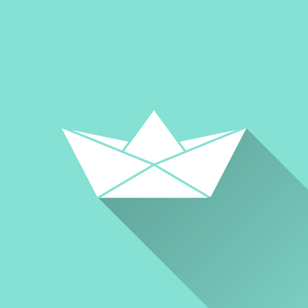 Paper boat icon, vector illustration, flat design.のイラスト素材