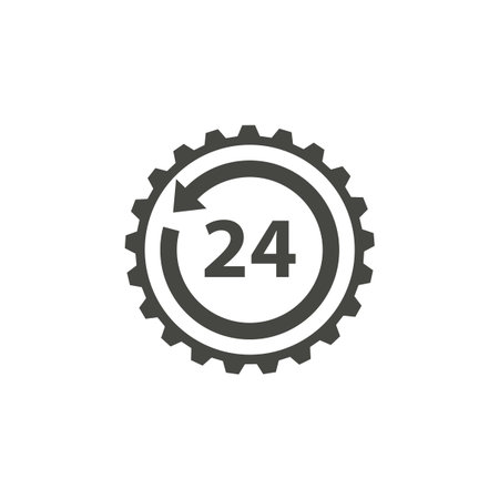 24 hour service - vector icon in black on a white background.