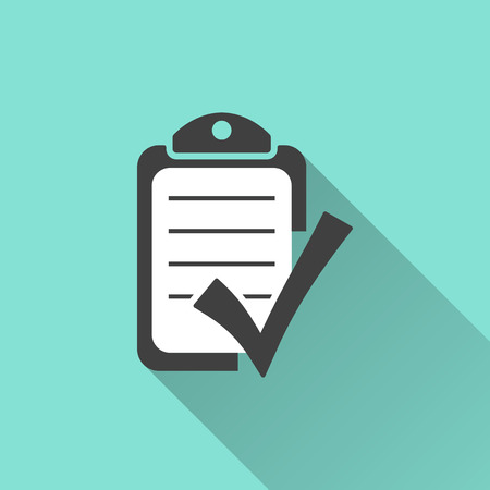 Checklist icon on a green background. Vector illustration, flat design.のイラスト素材
