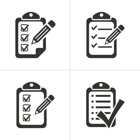 Set of simple icons black clipboard on white background. Vector illustration.のイラスト素材