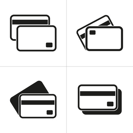 Set of simple icons black credit card on white background. Vector illustration.のイラスト素材
