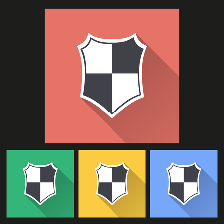 Shield icon with long shadow, flat design. Vector illustration.のイラスト素材