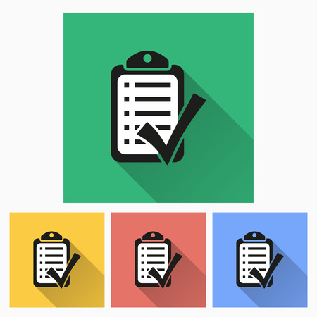 Checklist  icon with long shadow, flat design. Vector illustration.のイラスト素材