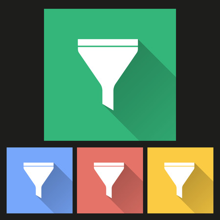 Funnel icon with long shadow, flat design. Vector illustration.のイラスト素材