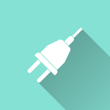 Plug  - vector icon in white on a green background.のイラスト素材