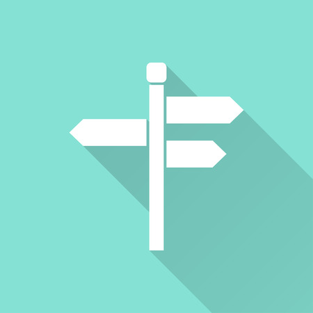 Signpost  icon with long shadow on green background, flat design. Vector illustration.のイラスト素材