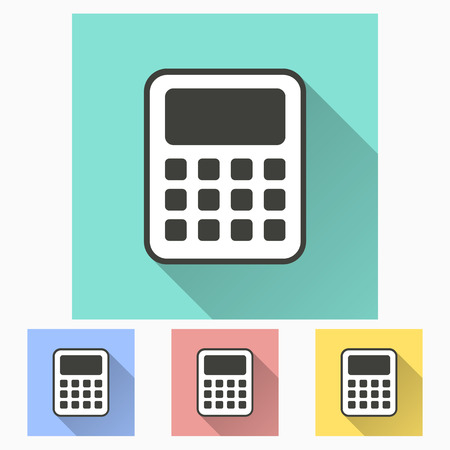 Calculator icon with long shadow, flat design. Vector illustration.のイラスト素材