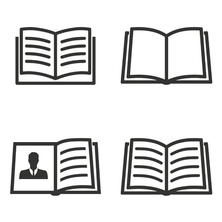 Set of simple icons black book on white background.のイラスト素材