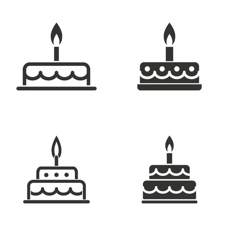 Set of simple icons black cake on white background.のイラスト素材
