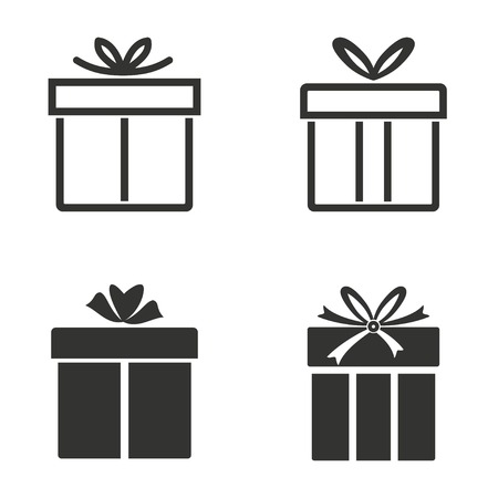 Set of simple icons black Gift Box  on white background. のイラスト素材