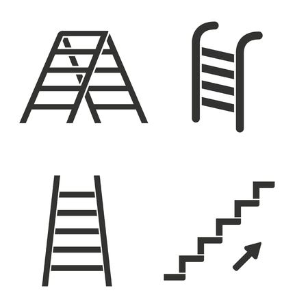 Set of simple icons black ladder  on white background.のイラスト素材