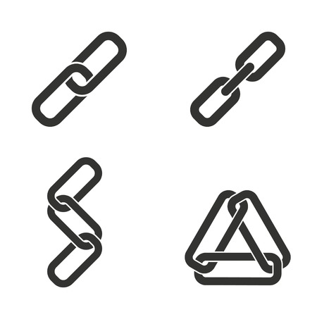 Set of simple icons black Link  on white background. のイラスト素材