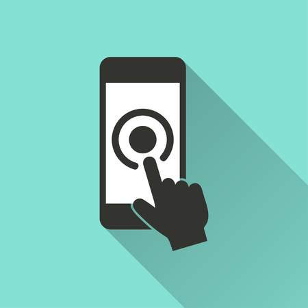 Touch   icon  on green background. Vector illustration.のイラスト素材