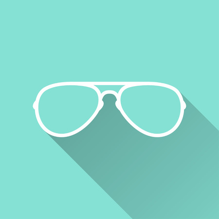 Glasses  - vector icon in white on a green background.のイラスト素材