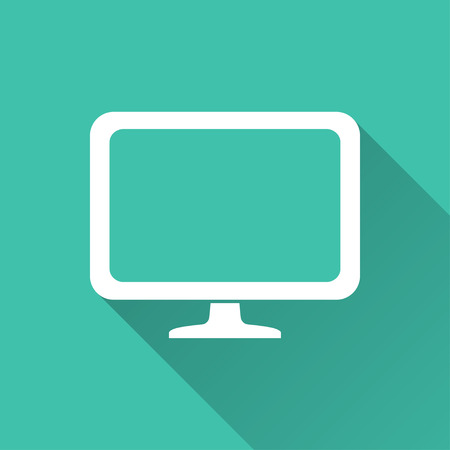 Computer  - vector icon in white on a green background.のイラスト素材