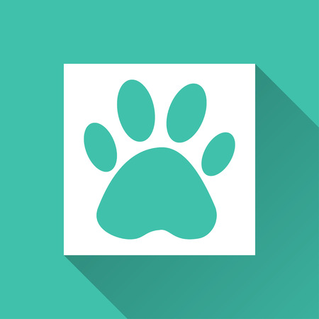 Paw  - vector icon in white on a green background.のイラスト素材