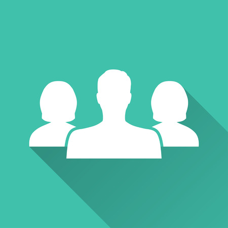 People  - vector icon in white on a green background.のイラスト素材