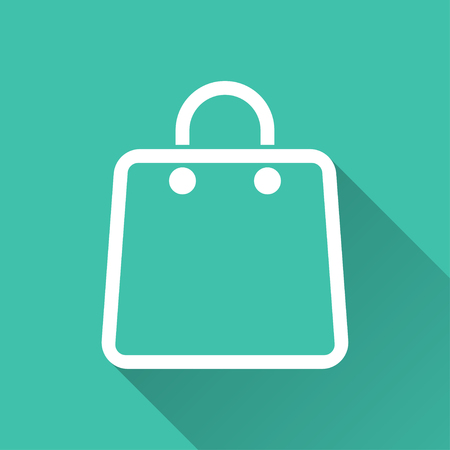 Shopping bag  - vector icon in white on a green background.のイラスト素材