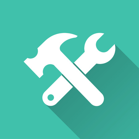 Tool   - vector icon in white on a green background.のイラスト素材