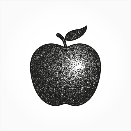 Apple  icon  on white background. Stipple effect. Vector illustration.のイラスト素材