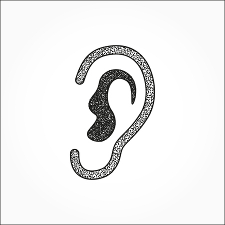 Ear   icon  on white background. Stipple effect. Vector illustration.のイラスト素材