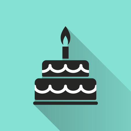 Cake  icon with long shadow, flat design. Vector illustration.のイラスト素材