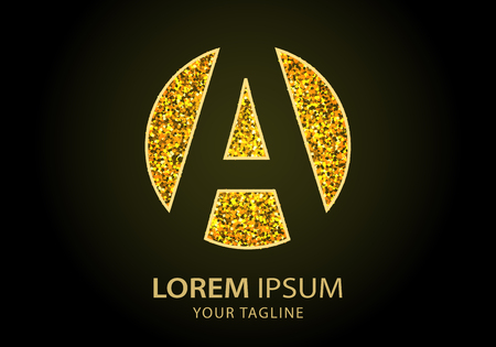 Letter a   icon. Vector Illustration. Design logo element. Isolated on black  background.のイラスト素材