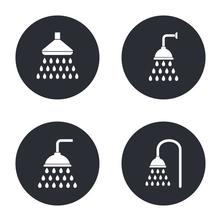 Shower  - vector icon in white  on a black background.のイラスト素材