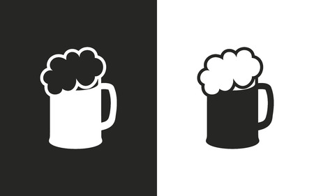 Beer  -  black and white icons. Vector illustrationのイラスト素材