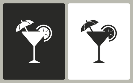 Cocktail  -  black and white icons. Vector illustrationのイラスト素材