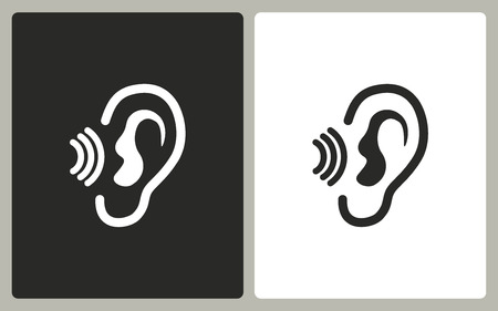 Ear   -  black and white icons. Vector illustration.のイラスト素材