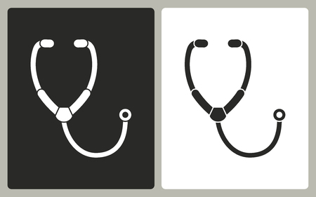 Stethoscope   -  black and white icons. Vector illustration.のイラスト素材