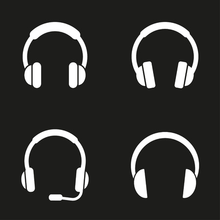 Headphone  icon  on black background. Vector illustration.のイラスト素材