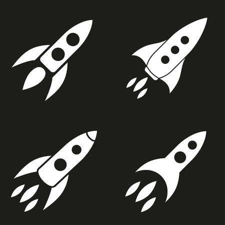Rocket  icon  on black background. Vector illustration.のイラスト素材
