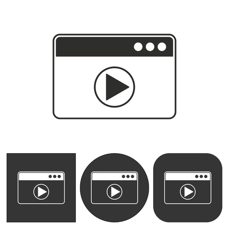 Browser  icon  on  black and white background. Vector illustration.のイラスト素材