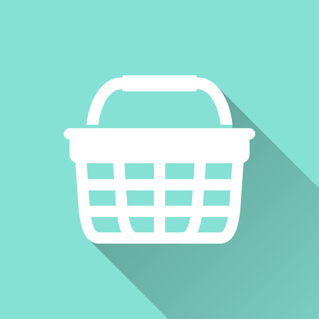 Shopping basket  icon with long shadow, flat design. Vector illustration.のイラスト素材