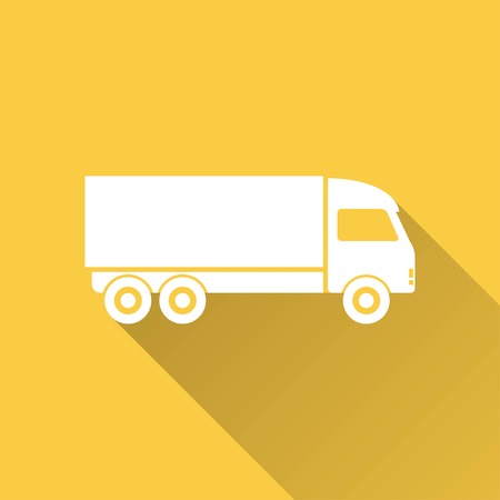 Truck   vector icon with long shadow.  Illustration  for graphic and web design.のイラスト素材