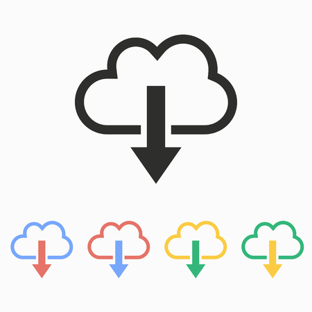 Cloud download vector icon. Illustration isolated on white  background for graphic and web design.のイラスト素材