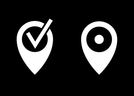 Map pin   vector icon. White illustration isolated on black background for graphic and web design.のイラスト素材