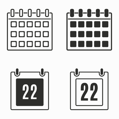 Calendar    vector icons set. Black  illustration isolated on white  background for graphic and web design.のイラスト素材