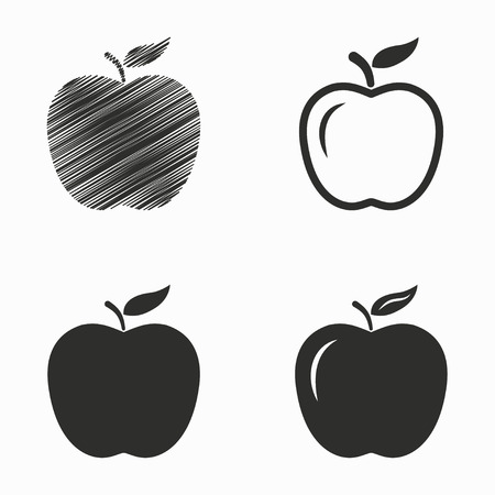 Apple    vector icons set. Black  illustration isolated on white  background for graphic and web design.のイラスト素材