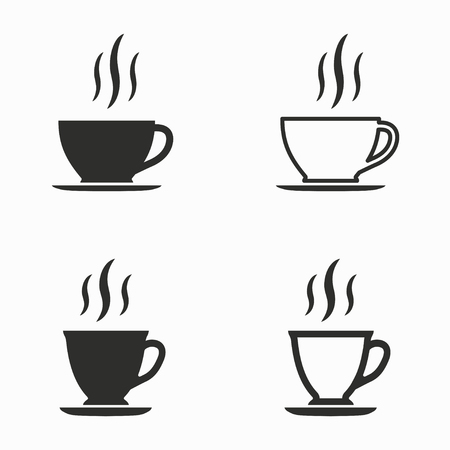 Coffee cup     vector icons set. Black  illustration isolated on white  background for graphic and web design.のイラスト素材