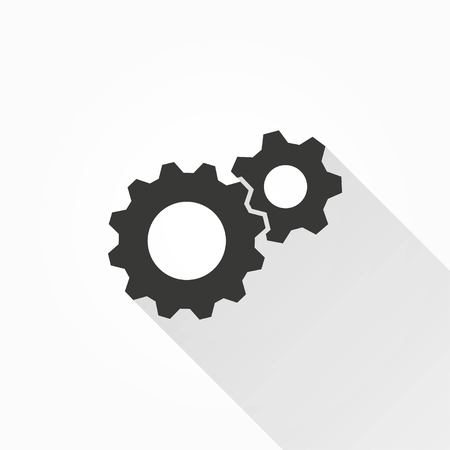 Settings   vector icon with long shadow. Illustration isolated on with background for graphic and web design.のイラスト素材